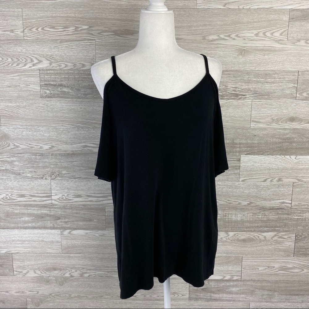 Mauvette Black Off Shoulder Short Sleeve Shirt
